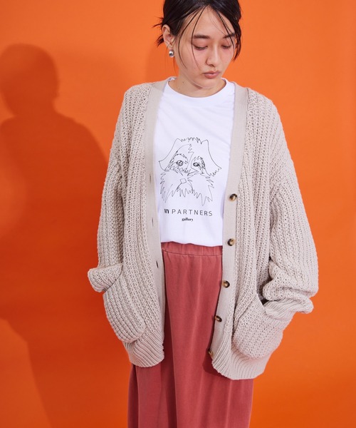 AMERICAN HOLIC（アメリカンホリック）の「ざっくりニットカーディガン（カーディガン/ボレロ・レディース・ライトグレー/ブラック/イエロー/グリーン・L/M）」の7枚目の写真