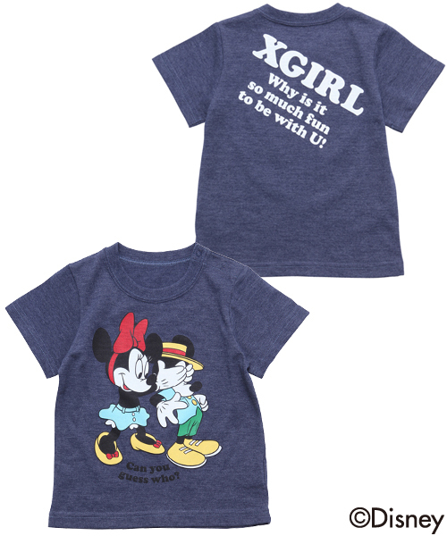 X-girl Stages(エックスガールステージス)の「【Disney(ディズニー)】DISNEY / S/S TEE ”JEAN STYLE” (12M~3T)(Tシャツ/カットソー・キッズ・ホワイト/ネイビー・12M/2T/3T)」の1枚目の写真