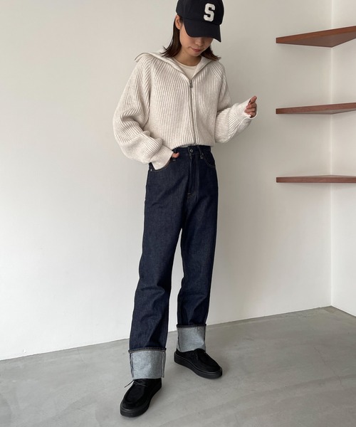 CANAL JEAN(キャナルジーン)の「El mar(エルマール) ジップアップニットカーディガン(カーディガン/ボレロ・レディース・クリーム/ブルー/グレー・ONE SIZE)」の10枚目の写真