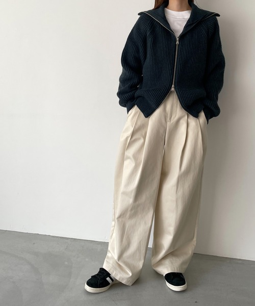 CANAL JEAN(キャナルジーン)の「El mar(エルマール) ジップアップニットカーディガン(カーディガン/ボレロ・レディース・クリーム/ブルー/グレー・ONE SIZE)」の4枚目の写真
