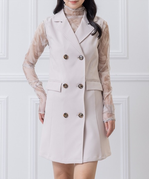 clear（クリア）の「トレンチミニワンピース（ワンピース・レディース・ブラック/グリーン/アイボリー/マスタード・F）」の2枚目の写真