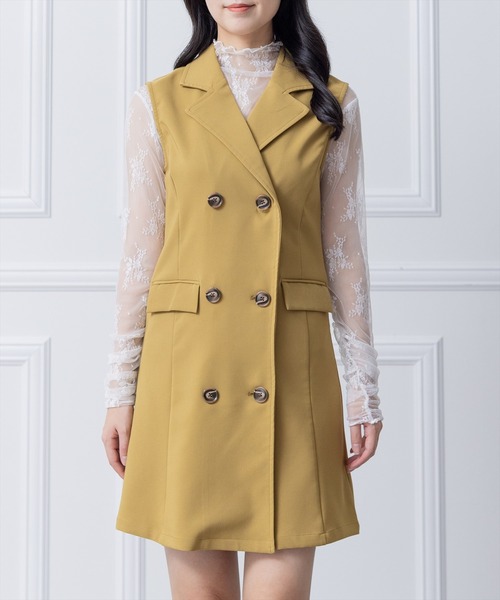 clear（クリア）の「トレンチミニワンピース（ワンピース・レディース・ブラック/グリーン/アイボリー/マスタード・F）」の4枚目の写真