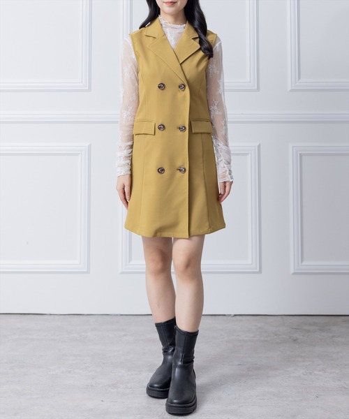 clear（クリア）の「トレンチミニワンピース（ワンピース・レディース・ブラック/グリーン/アイボリー/マスタード・F）」の15枚目の写真