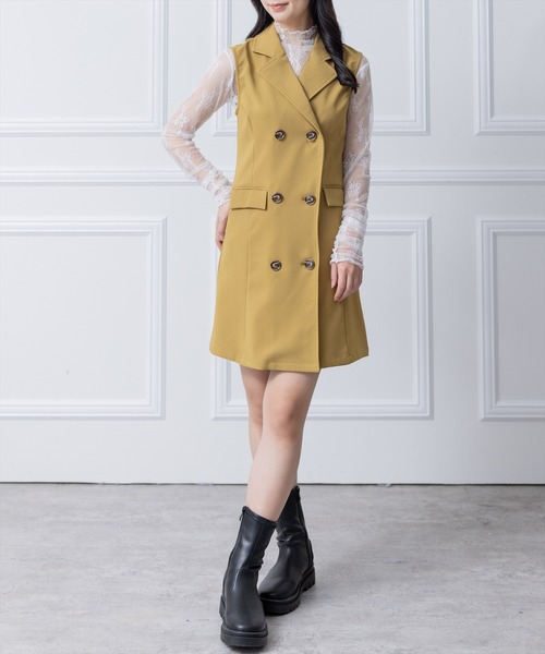 clear（クリア）の「トレンチミニワンピース（ワンピース・レディース・ブラック/グリーン/アイボリー/マスタード・F）」の16枚目の写真