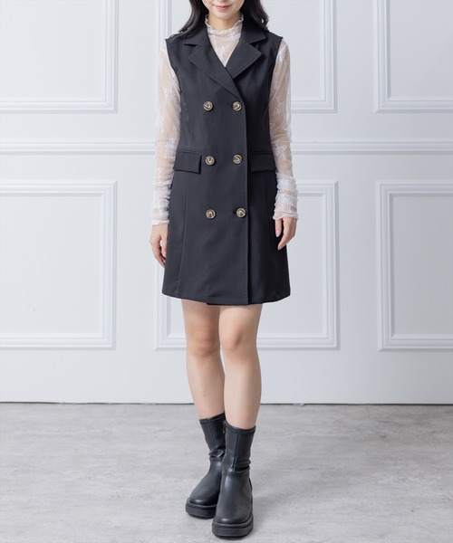 clear（クリア）の「トレンチミニワンピース（ワンピース・レディース・ブラック/グリーン/アイボリー/マスタード・F）」の11枚目の写真