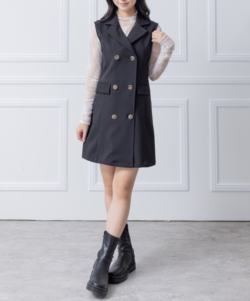 clear（クリア）の「トレンチミニワンピース（ワンピース・レディース・ブラック/グリーン/アイボリー/マスタード・F）」の12枚目の写真