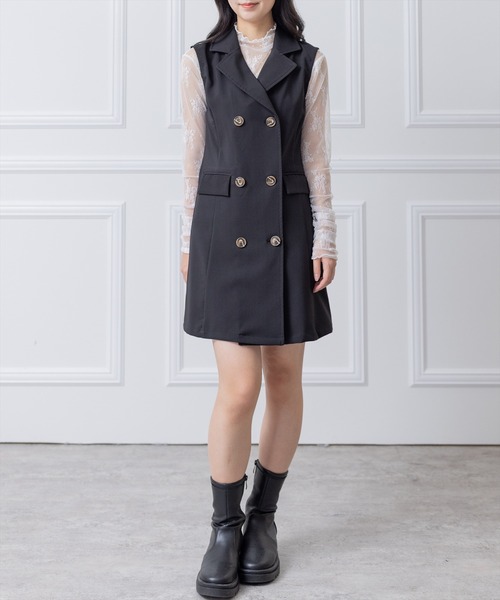 clear（クリア）の「トレンチミニワンピース（ワンピース・レディース・ブラック/グリーン/アイボリー/マスタード・F）」の10枚目の写真