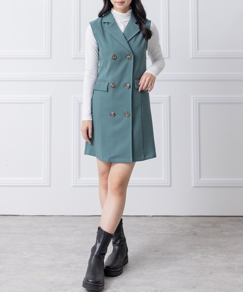 clear（クリア）の「トレンチミニワンピース（ワンピース・レディース・ブラック/グリーン/アイボリー/マスタード・F）」の21枚目の写真