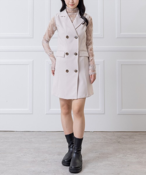 clear（クリア）の「トレンチミニワンピース（ワンピース・レディース・ブラック/グリーン/アイボリー/マスタード・F）」の5枚目の写真