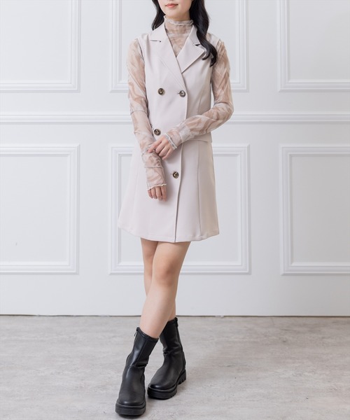 clear（クリア）の「トレンチミニワンピース（ワンピース・レディース・ブラック/グリーン/アイボリー/マスタード・F）」の7枚目の写真