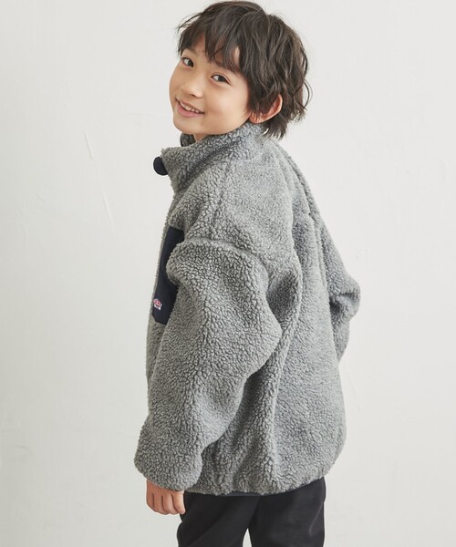 coen（コーエン）の「[洗える]ボアスタンドジップジャケット（ブルゾン・キッズ・グレー/オフホワイト・110/100/120/130/140/150）」の11枚目の写真