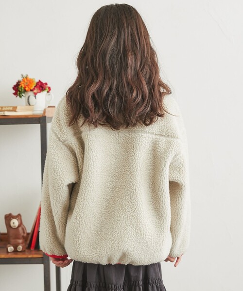 coen（コーエン）の「[洗える]ボアスタンドジップジャケット（ブルゾン・キッズ・グレー/オフホワイト・110/100/120/130/140/150）」の12枚目の写真