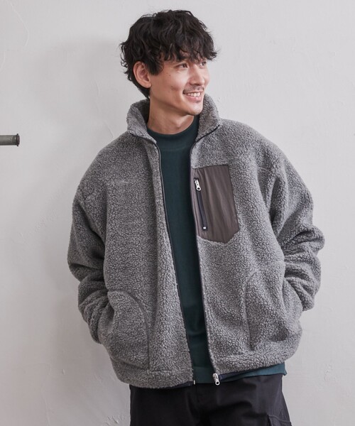 coen（コーエン）の「[洗える]ボアスタンドジップジャケット（ブルゾン・キッズ・グレー/オフホワイト・110/100/120/130/140/150）」の15枚目の写真