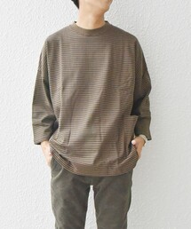 SHIPS any（シップス エニィ）の「SHIPS any: ＜リサイクルコットン＞ ドルマン キャンプポケット ボーダー カットソー（Tシャツ/カットソー・メンズ）」