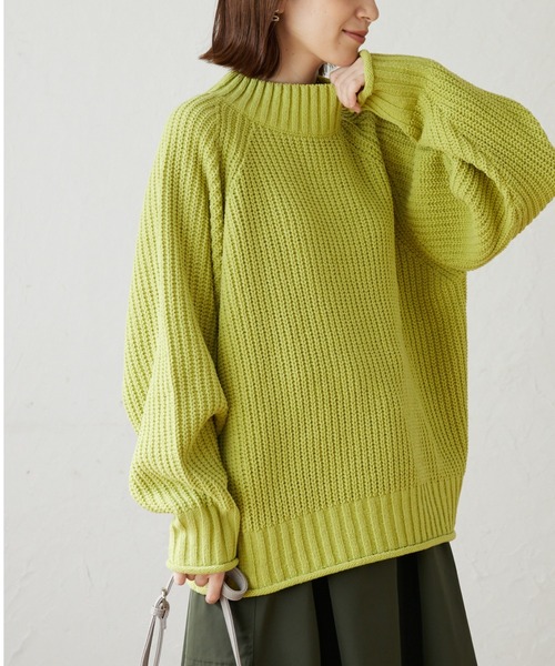 Green　Parks（グリーンパークス）の「モールヤーンモックネックプルオーバー（ニット/セーター・レディース・ブラック/ブルー/オフホワイト/イエロー/ピンク・FREE）」の4枚目の写真