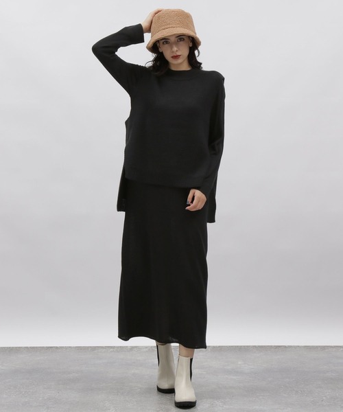 LAKOLE（ラコレ）の「ニットレイヤードワンピース【2点SET】 / 178249（ワンピース・レディース・サンドグレー/ブラック/グレー・SMALL/MEDIUM）」の19枚目の写真