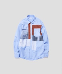 【COOHEM / コーヘン】KNIT PATCHWORK SHIRT / ニットパッチワークシャツ