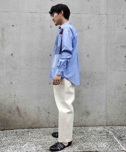Coohem（コーヘン）の「【COOHEM / コーヘン】KNIT PATCHWORK SHIRT / ニットパッチワークシャツ（シャツ/ブラウス・メンズ・ブルー・L）」の4枚目の写真
