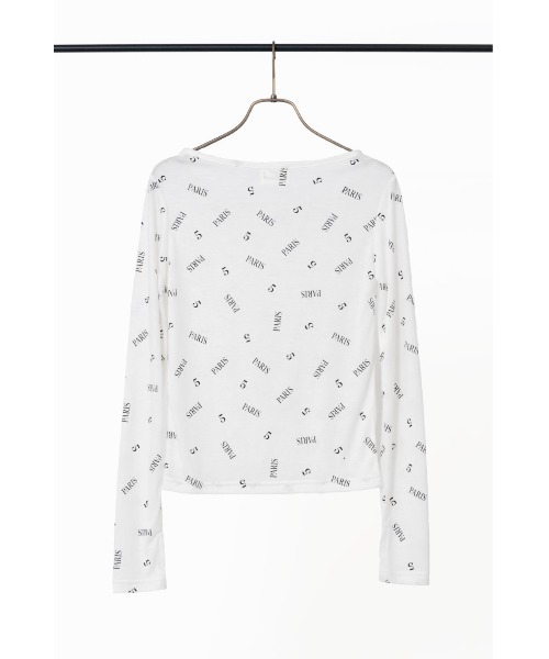 Soir,5 COCOTTE PARIS（ソワールイブニングココットパリ）の「シアー総柄ロゴトップス（Tシャツ/カットソー・レディース・ホワイト/ブラック・FREE）」の8枚目の写真