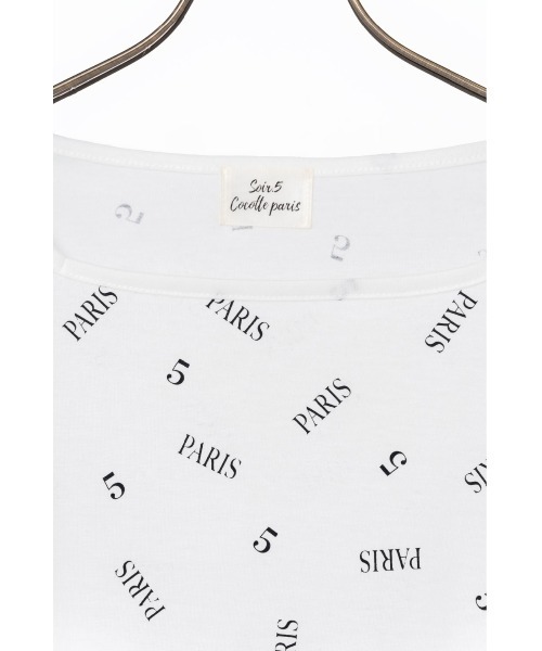 Soir,5 COCOTTE PARIS（ソワールイブニングココットパリ）の「シアー総柄ロゴトップス（Tシャツ/カットソー・レディース・ホワイト/ブラック・FREE）」の9枚目の写真