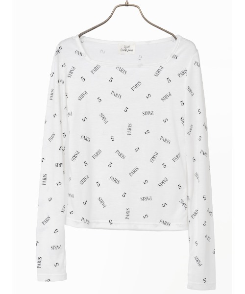 Soir,5 COCOTTE PARIS（ソワールイブニングココットパリ）の「シアー総柄ロゴトップス（Tシャツ/カットソー・レディース・ホワイト/ブラック・FREE）」の16枚目の写真