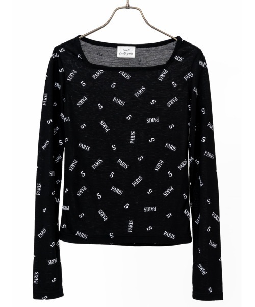 Soir,5 COCOTTE PARIS（ソワールイブニングココットパリ）の「シアー総柄ロゴトップス（Tシャツ/カットソー・レディース・ホワイト/ブラック・FREE）」の19枚目の写真