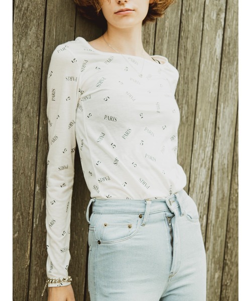 Soir,5 COCOTTE PARIS（ソワールイブニングココットパリ）の「シアー総柄ロゴトップス（Tシャツ/カットソー・レディース・ホワイト/ブラック・FREE）」の15枚目の写真