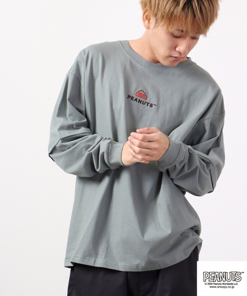 PEANUTS(ピーナッツ)の「PEANUTS スヌーピー レイヤード BIGロングスリーブTシャツ(Tシャツ/カットソー・メンズ・カーキ/ベージュ/ネイビー/ブラウン/オフホワイト/ピンクベージュ・L/M)」の19枚目の写真