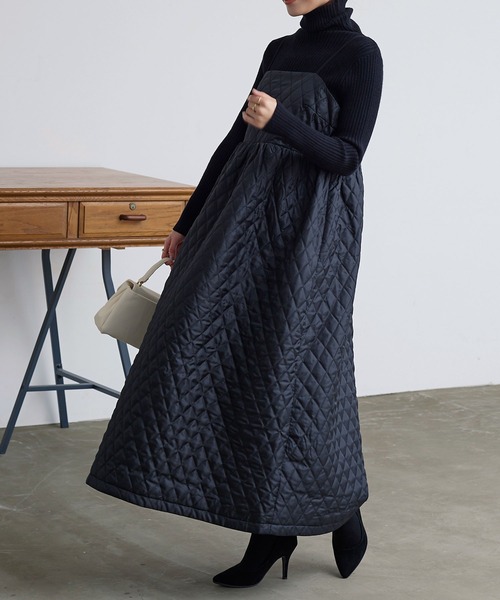 KOBE LETTUCE（コウベレタス）の「キルティングキャミワンピース（ワンピース・レディース・キャメル/ブラック/カーキ・FREE）」の8枚目の写真