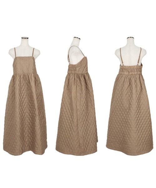 KOBE LETTUCE（コウベレタス）の「キルティングキャミワンピース（ワンピース・レディース・キャメル/ブラック/カーキ・FREE）」の7枚目の写真