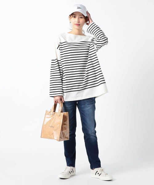 Grand PARK（グランドパーク）の「パネル切替　バスクボーダーロンT（Tシャツ/カットソー・レディース・レッド/ブルー/ブラック・FREE）」の6枚目の写真