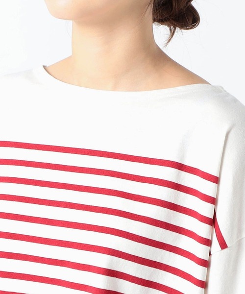 Grand PARK（グランドパーク）の「パネル切替　バスクボーダーロンT（Tシャツ/カットソー・レディース・レッド/ブルー/ブラック・FREE）」の10枚目の写真