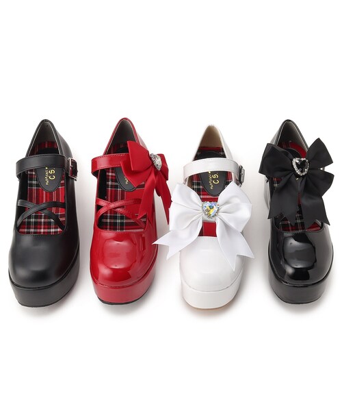 cs T&P(シーエスティーアンドピー)の「ビジューリボン付き2WAY厚底パンプス(パンプス・レディース・レッド系3/ホワイト系2/ブラック系1/ブラック・M/S/L/LL)」の16枚目の写真
