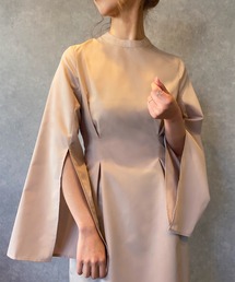 JUNOAH | スタンドカラースリットスリーブワンピース(ワンピース)