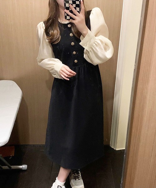 EPICKS（エピックス）の「ゴールドボタンレースロングワンピース（ワンピース・レディース・ブラック・S/M/L）」の13枚目の写真