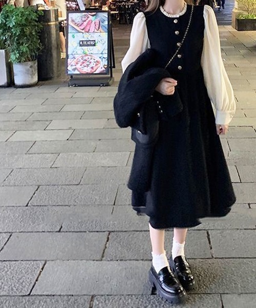 EPICKS（エピックス）の「ゴールドボタンレースロングワンピース（ワンピース・レディース・ブラック・S/M/L）」の17枚目の写真