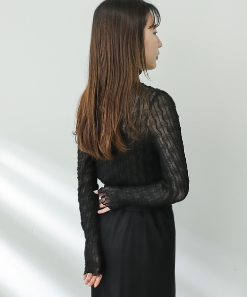 SENSE OF PLACE by URBAN RESEARCH（センスオブプレイスバイアーバンリサーチ）の「ウェーブパターンハイネックシアートップ（Tシャツ/カットソー・レディース・ブラック/ベージュ/オフホワイト・ONE）」の15枚目の写真