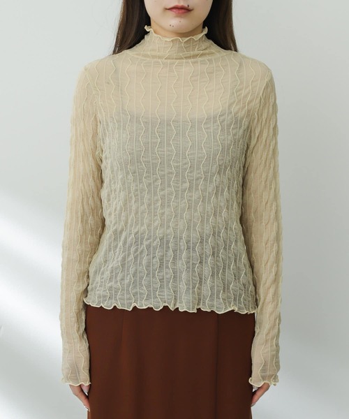 SENSE OF PLACE by URBAN RESEARCH（センスオブプレイスバイアーバンリサーチ）の「ウェーブパターンハイネックシアートップ（Tシャツ/カットソー・レディース・ブラック/ベージュ/オフホワイト・ONE）」の17枚目の写真