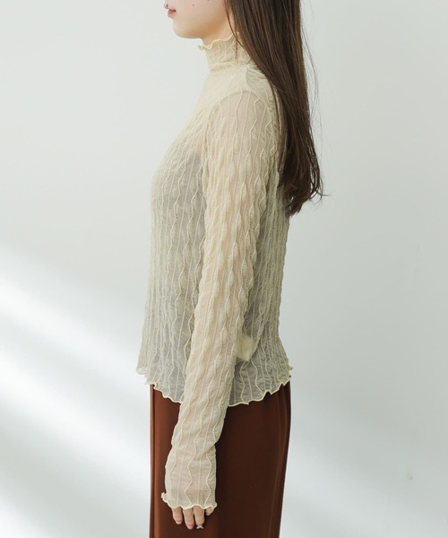 SENSE OF PLACE by URBAN RESEARCH（センスオブプレイスバイアーバンリサーチ）の「ウェーブパターンハイネックシアートップ（Tシャツ/カットソー・レディース・ブラック/ベージュ/オフホワイト・ONE）」の18枚目の写真