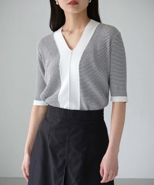 cheriella（シェリエラ）の「【cheriella】WEB限定 ベーシックサマーニット１（ニット/セーター・レディース・アイボリー/ブラック/ホワイト×ブラック/カーキ/ブラウン/チャコールグレー/ブルーグリーン/テラコッタ・M）」の3枚目の写真