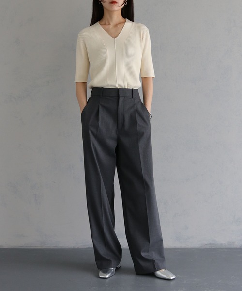 cheriella（シェリエラ）の「【cheriella】WEB限定 ベーシックサマーニット１（ニット/セーター・レディース・アイボリー/ブラック/ホワイト×ブラック/カーキ/ブラウン/チャコールグレー/ブルーグリーン/テラコッタ・M）」の18枚目の写真