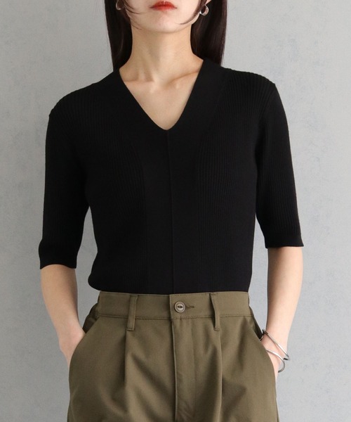 cheriella（シェリエラ）の「【cheriella】WEB限定 ベーシックサマーニット１（ニット/セーター・レディース・アイボリー/ブラック/ホワイト×ブラック/カーキ/ブラウン/チャコールグレー/ブルーグリーン/テラコッタ・M）」の22枚目の写真