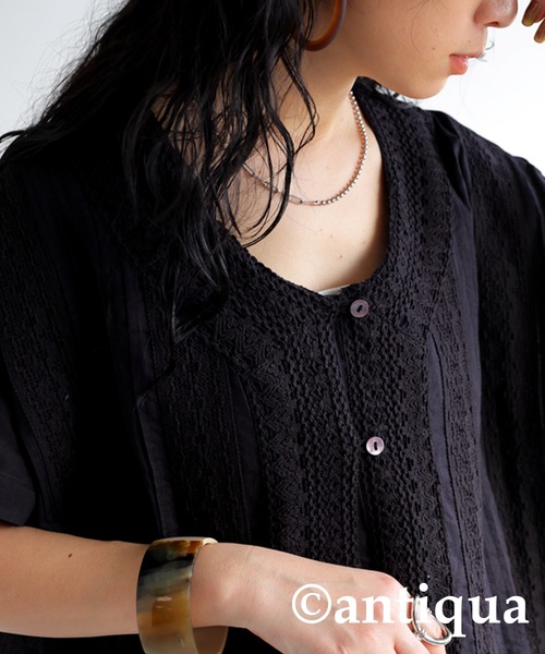 antiqua(アンティカ)の「半袖レースワンピース(ワンピース・レディース・ブラック/グリーン・FREE)」の18枚目の写真
