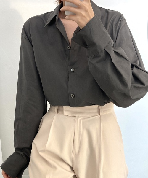 fd style（エフディ スタイル）の「コットンショートクロップシャツ（シャツ/ブラウス・レディース・LT.Blue/Yellow/Purple/DK.GRY/White/Kelly・FREE）」の3枚目の写真