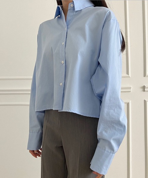 fd style（エフディ スタイル）の「コットンショートクロップシャツ（シャツ/ブラウス・レディース・LT.Blue/Yellow/Purple/DK.GRY/White/Kelly・FREE）」の7枚目の写真