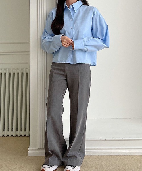 fd style（エフディ スタイル）の「コットンショートクロップシャツ（シャツ/ブラウス・レディース・LT.Blue/Yellow/Purple/DK.GRY/White/Kelly・FREE）」の9枚目の写真