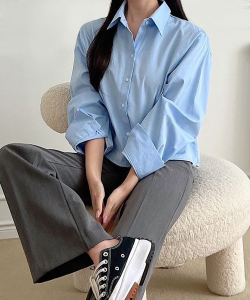 fd style（エフディ スタイル）の「コットンショートクロップシャツ（シャツ/ブラウス・レディース・LT.Blue/Yellow/Purple/DK.GRY/White/Kelly・FREE）」の10枚目の写真