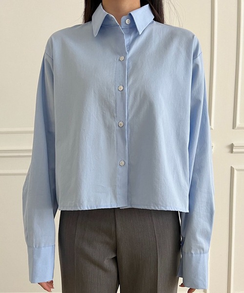 fd style（エフディ スタイル）の「コットンショートクロップシャツ（シャツ/ブラウス・レディース・LT.Blue/Yellow/Purple/DK.GRY/White/Kelly・FREE）」の14枚目の写真