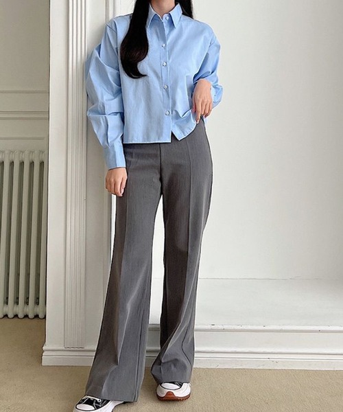 fd style（エフディ スタイル）の「コットンショートクロップシャツ（シャツ/ブラウス・レディース・LT.Blue/Yellow/Purple/DK.GRY/White/Kelly・FREE）」の17枚目の写真