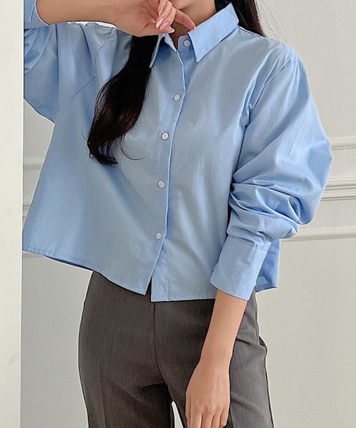 fd style（エフディ スタイル）の「コットンショートクロップシャツ（シャツ/ブラウス・レディース・LT.Blue/Yellow/Purple/DK.GRY/White/Kelly・FREE）」の18枚目の写真